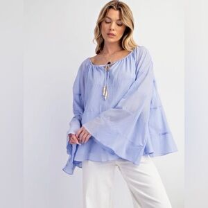 NWT Easel Light Blue Flowy Top
